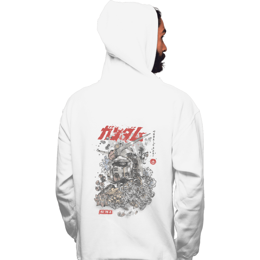 Shirts Zippered Hoodies, Unisex / Small / White Gundam Ink