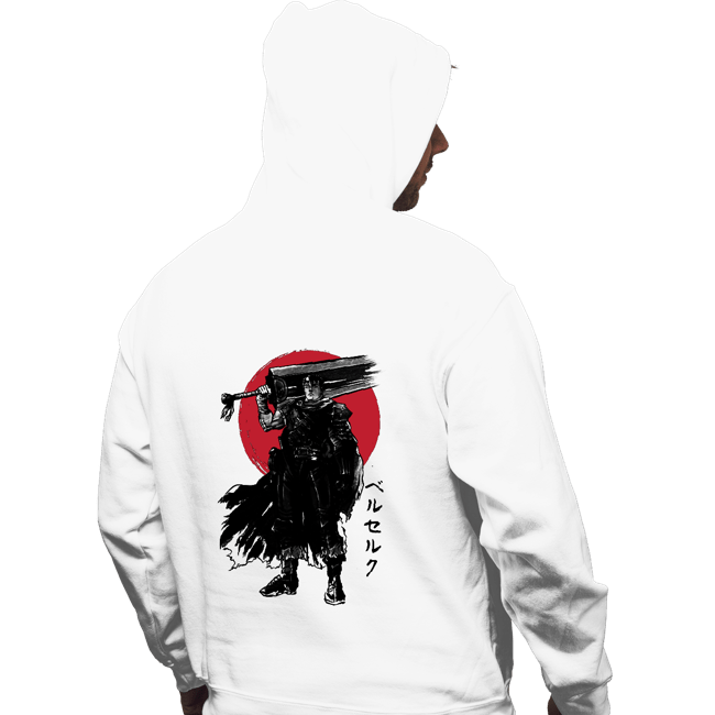 Daily_Deal_Shirts Pullover Hoodies, Unisex / Small / White Black Swordsman Sumi-e