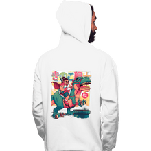 Load image into Gallery viewer, Daily_Deal_Shirts Pullover Hoodies, Unisex / Small / White Mushroom Warrior &amp; Dinosaur
