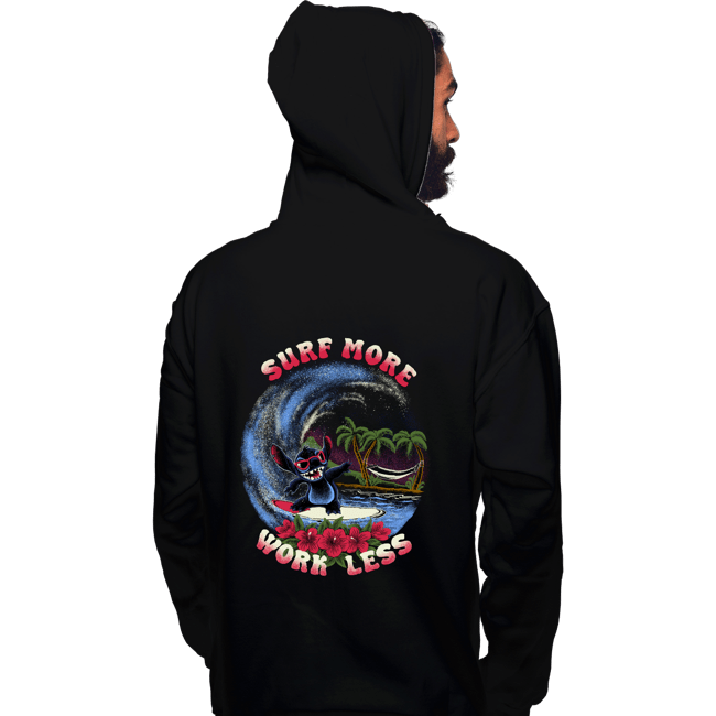 Daily_Deal_Shirts Pullover Hoodies, Unisex / Small / Black Surf More Work Less