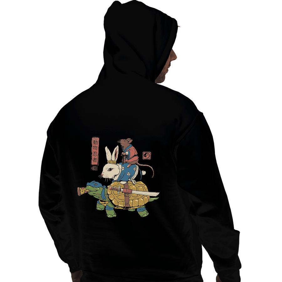Shirts Pullover Hoodies, Unisex / Small / Black Kame, Usagi, and Ratto Ninjas