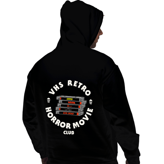 Secret_Shirts Pullover Hoodies, Unisex / Small / Black VHS RETRO HORROR MOVIE CLUB