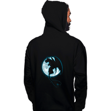 Load image into Gallery viewer, Shirts Pullover Hoodies, Unisex / Small / Black Moonlight Dragon Rider
