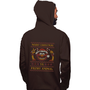 Daily_Deal_Shirts Pullover Hoodies, Unisex / Small / Dark Chocolate Merry Christmas Filthy Animal