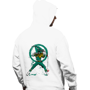 Daily_Deal_Shirts Pullover Hoodies, Unisex / Small / White Green Ranger Sumi-e