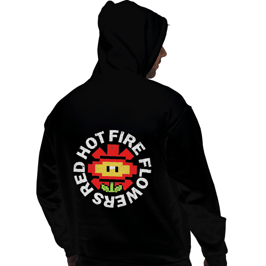 Shirts Pullover Hoodies, Unisex / Small / Black Red Hot Fire Flowers