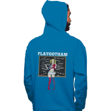 Load image into Gallery viewer, Shirts Pullover Hoodies, Unisex / Small / Sapphire Playgotham Harley
