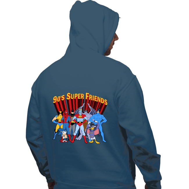 Secret_Shirts Pullover Hoodies, Unisex / Small / Indigo Blue 90's Super Friends