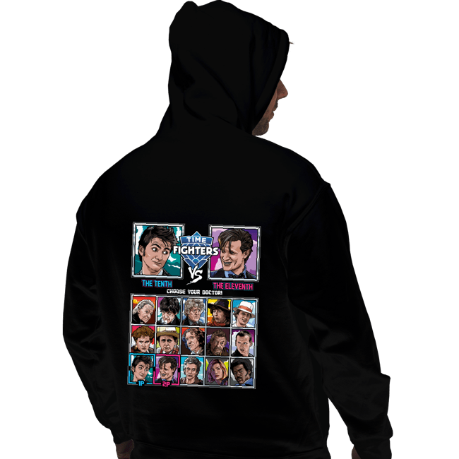 Daily_Deal_Shirts Pullover Hoodies, Unisex / Small / Black Time Fighters 10th vs 11th