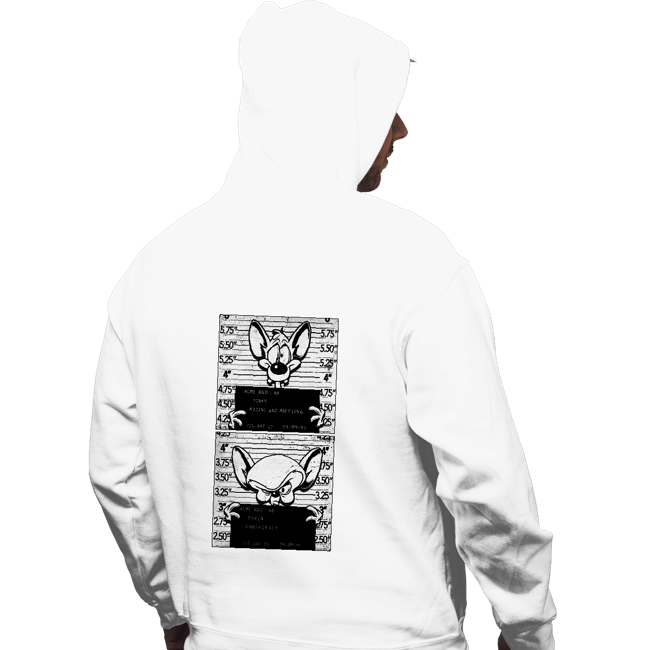 Secret_Shirts Pullover Hoodies, Unisex / Small / White Pinky And Brain Mugshot