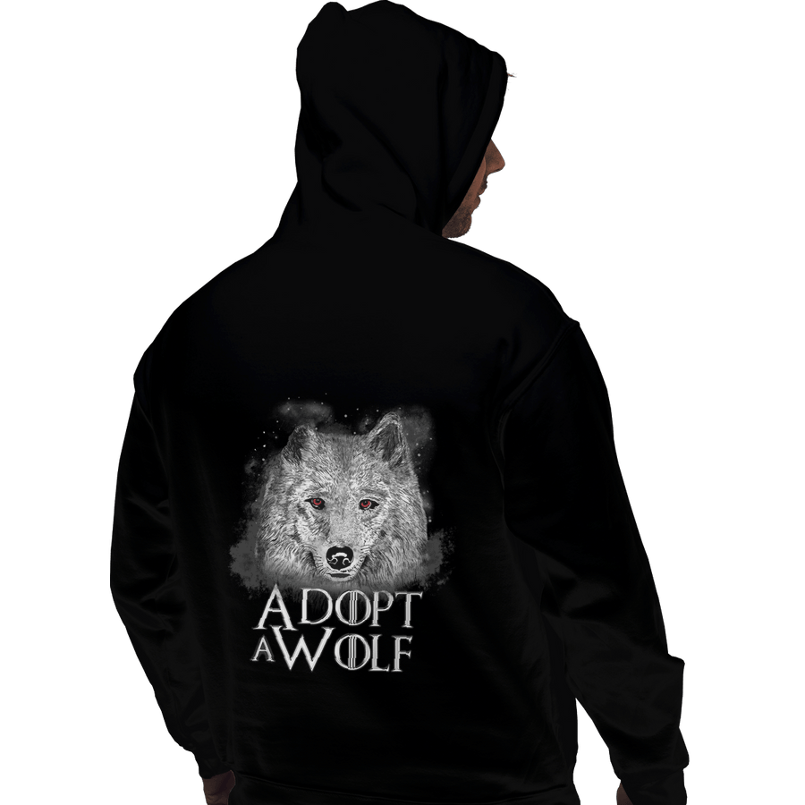 Shirts Pullover Hoodies, Unisex / Small / Black Adopt A Wolf