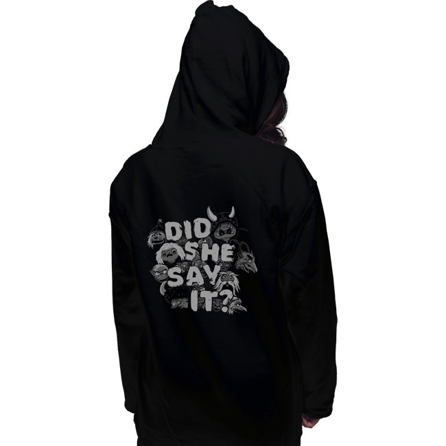 Secret_Shirts Pullover Hoodies, Unisex / Small / Black Did She?