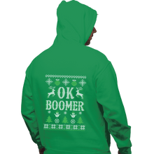 Load image into Gallery viewer, Shirts Zippered Hoodies, Unisex / Small / Irish Green OK Zoomer Ugly Christmas Sweater
