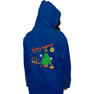 Daily_Deal_Shirts Pullover Hoodies, Unisex / Small / Royal Blue Itchy & Scratchy Christmas