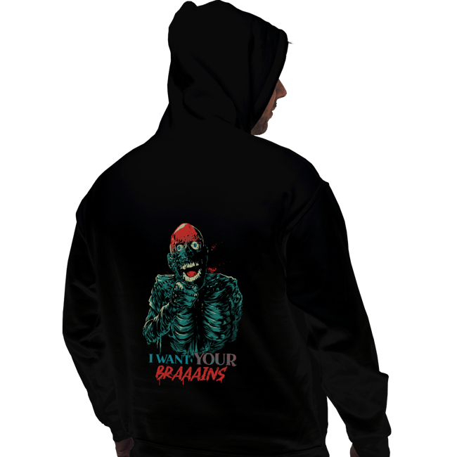 Daily_Deal_Shirts Pullover Hoodies, Unisex / Small / Black Tarman Wants Your Brains!
