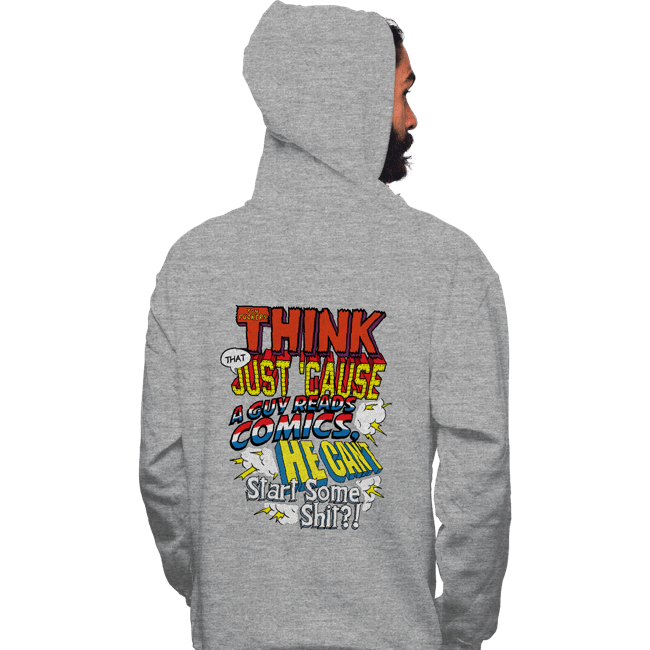 Daily_Deal_Shirts Pullover Hoodies, Unisex / Small / Sports Grey Just Cause A Guy Reads Comics