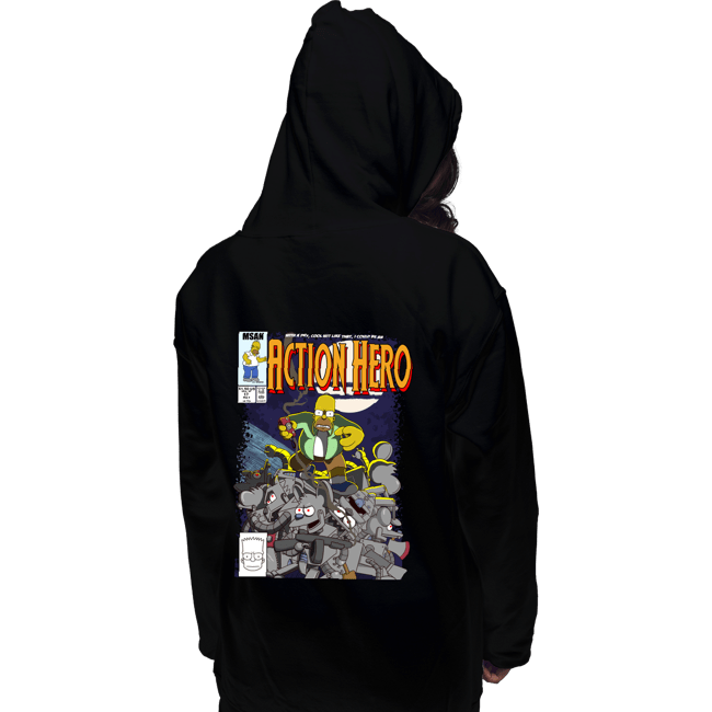 Daily_Deal_Shirts Pullover Hoodies, Unisex / Small / Black Action Hero