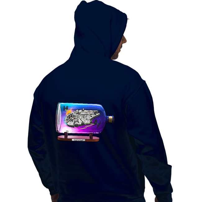 Daily_Deal_Shirts Pullover Hoodies, Unisex / Small / Navy Spaceship In A Bottle