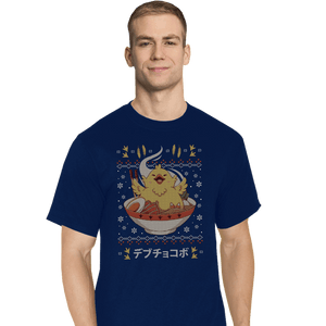 Shirts T-Shirts, Tall / Large / Navy Fat Chocobo Ramen Christmas Sweater