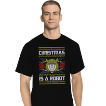 Load image into Gallery viewer, Shirts T-Shirts, Tall / Large / Black Christmas Is A Robot
