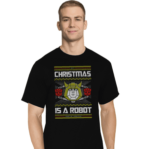 Shirts T-Shirts, Tall / Large / Black Christmas Is A Robot
