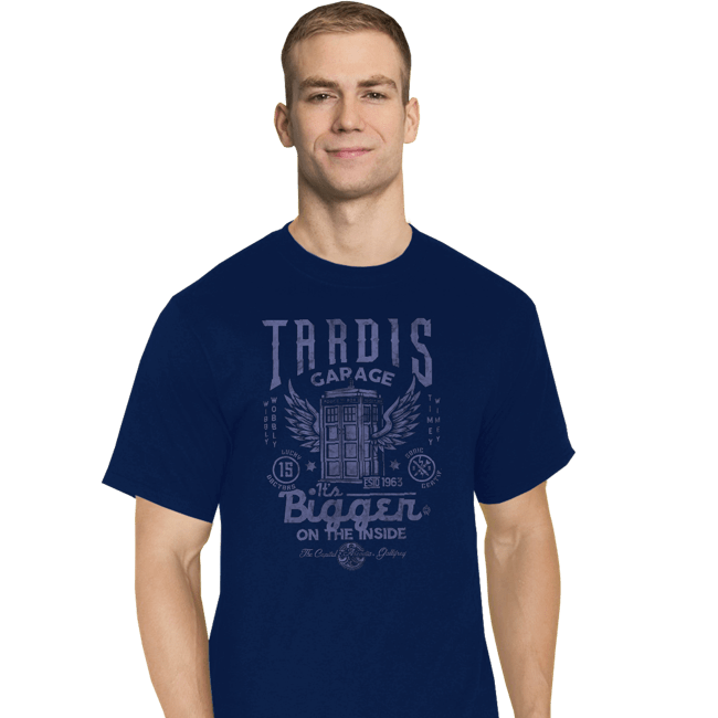 Daily_Deal_Shirts T-Shirts, Tall / Large / Navy Tardis Garage