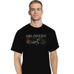 Secret_Shirts T-Shirts, Tall / Large / Black Retro DeLorean