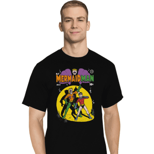 Shirts T-Shirts, Tall / Large / Black Mermaid Man