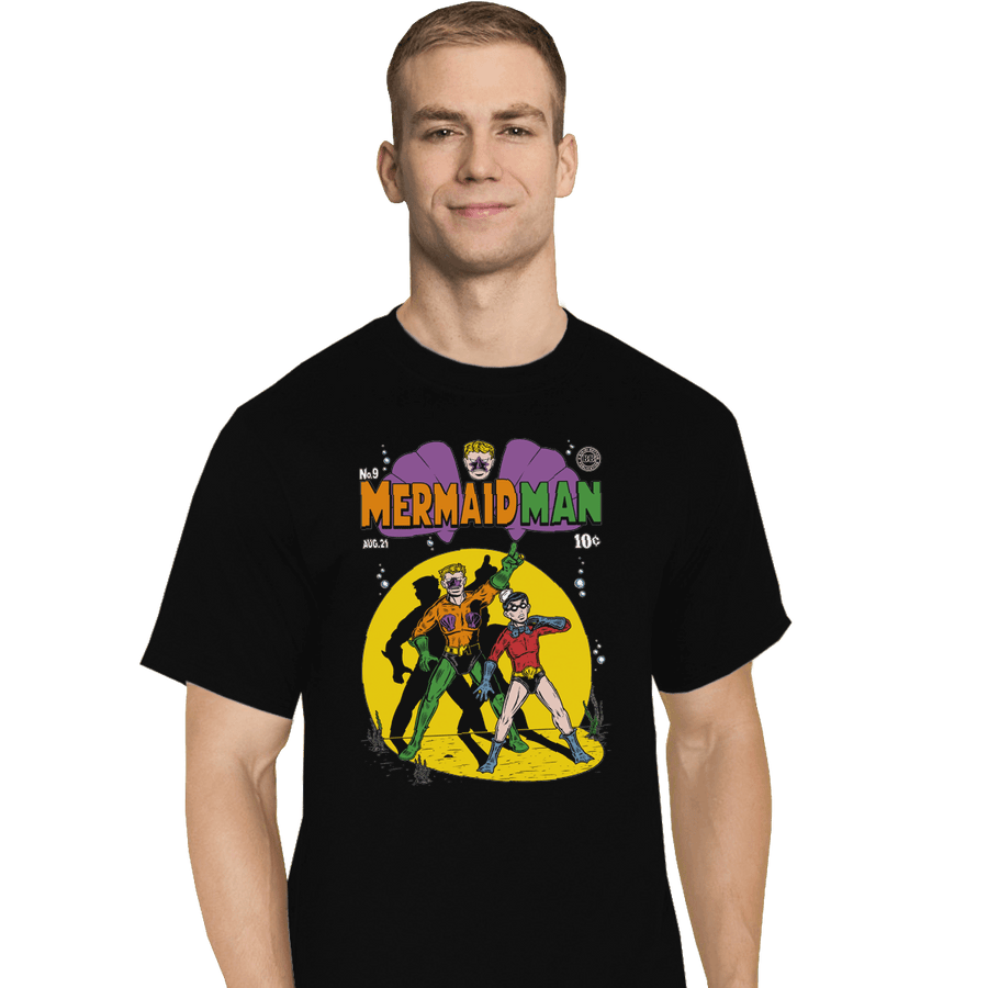 Shirts T-Shirts, Tall / Large / Black Mermaid Man