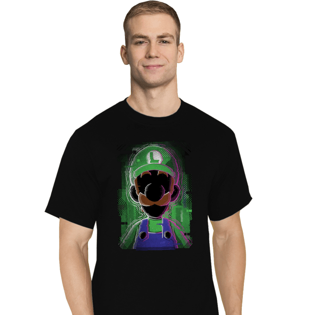 Secret_Shirts T-Shirts, Tall / Large / Black Luigi Glitch