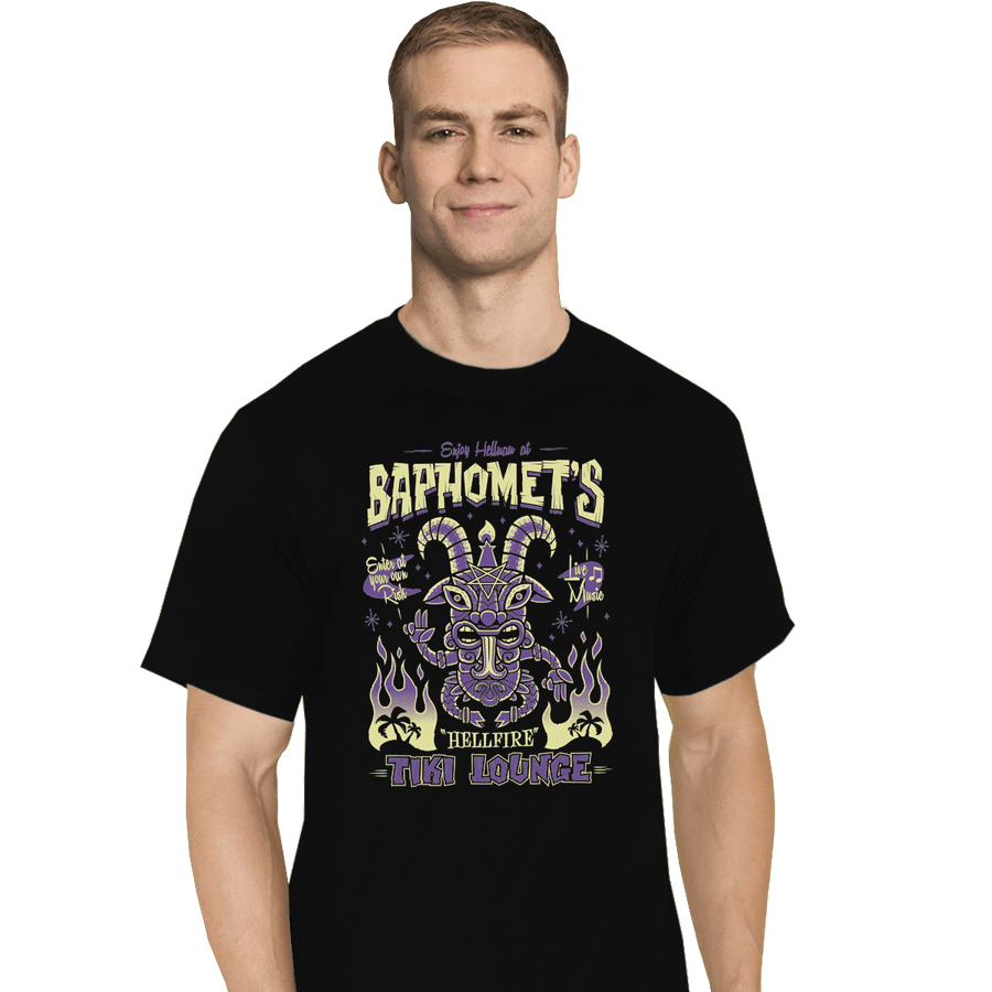 Shirts T-Shirts, Tall / Large / Black Baphomet's Tiki Lounge