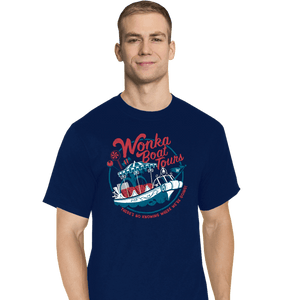 Daily_Deal_Shirts T-Shirts, Tall / Large / Navy Wonka Boat Tours