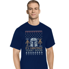 Load image into Gallery viewer, Shirts T-Shirts, Tall / Large / Navy Mandalorian Christmas
