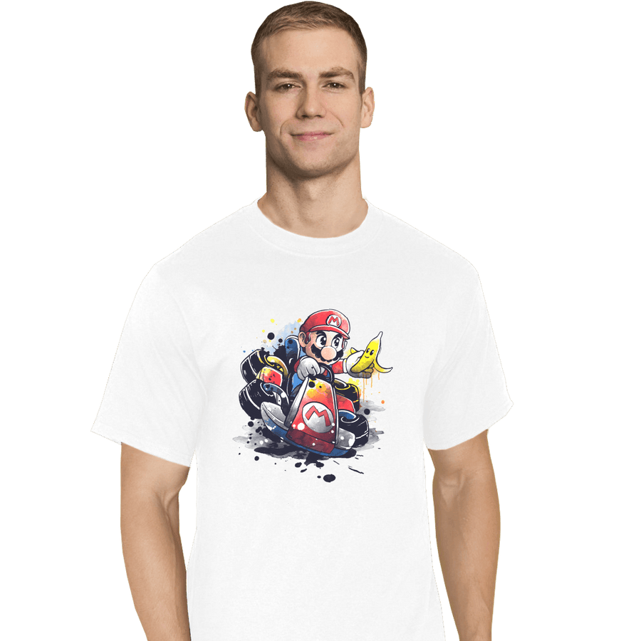 Shirts T-Shirts, Tall / Large / White Go Kart Watercolor