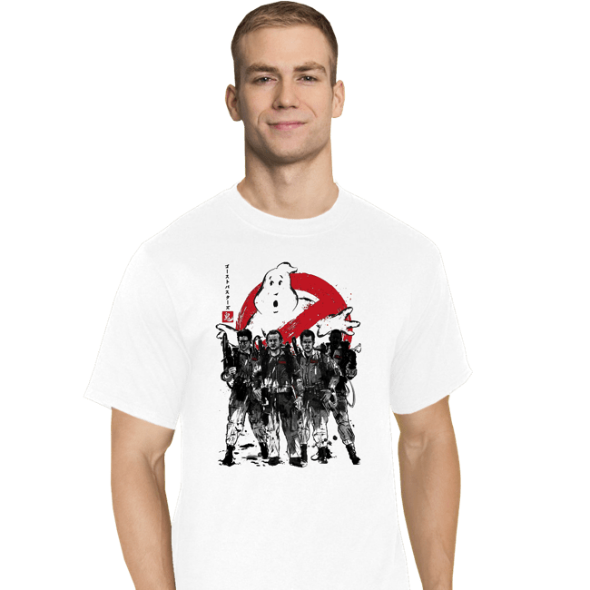 Daily_Deal_Shirts T-Shirts, Tall / Large / White Ghostbusters Sumi-e