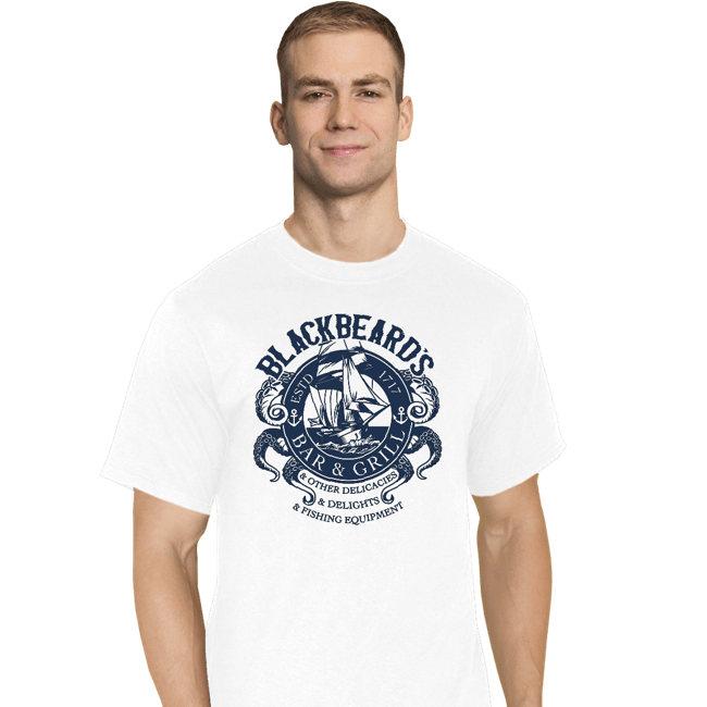Daily_Deal_Shirts T-Shirts, Tall / Large / White Blackbeard's Bar And Grill
