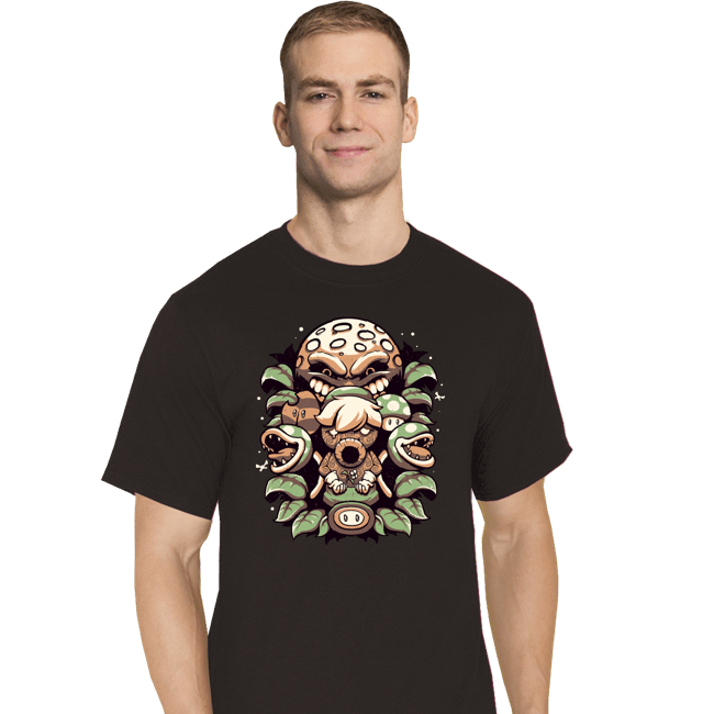 Shirts T-Shirts, Tall / Large / Black Retro Garden