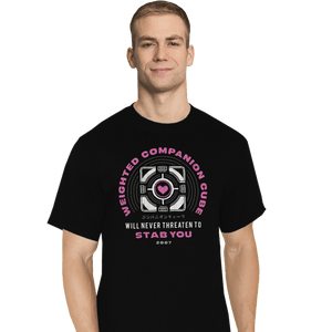 Shirts T-Shirts, Tall / Large / Black Companion Cube Emblem