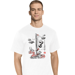 Shirts T-Shirts, Tall / Large / White Sailing With The Wind Sumi-e