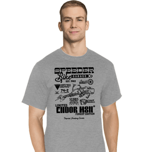 Daily_Deal_Shirts T-Shirts, Tall / Large / Sports Grey Speeder Bike Garage