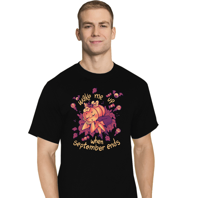 Shirts T-Shirts, Tall / Large / Black Sleepy Pumpkin