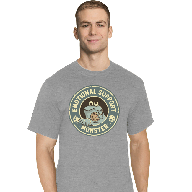 Daily_Deal_Shirts T-Shirts, Tall / Large / Sports Grey Emotional Support Monster