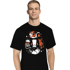 Daily_Deal_Shirts T-Shirts, Tall / Large / Black Spooky Kitty Crew