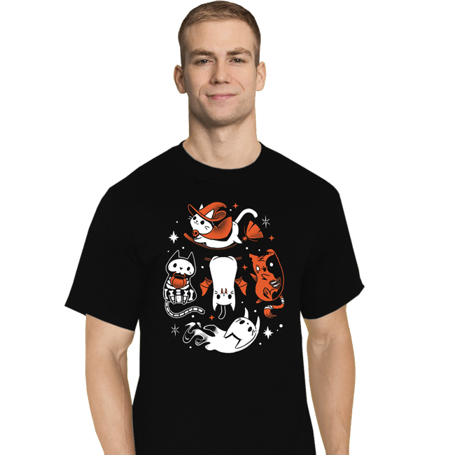 Daily_Deal_Shirts T-Shirts, Tall / Large / Black Spooky Kitty Crew