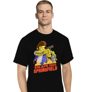 Daily_Deal_Shirts T-Shirts, Tall / Large / Black Escape From Springfield
