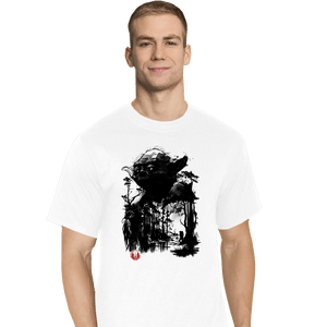 Daily_Deal_Shirts T-Shirts, Tall / Large / White The Master In The Swamp Sumi-e
