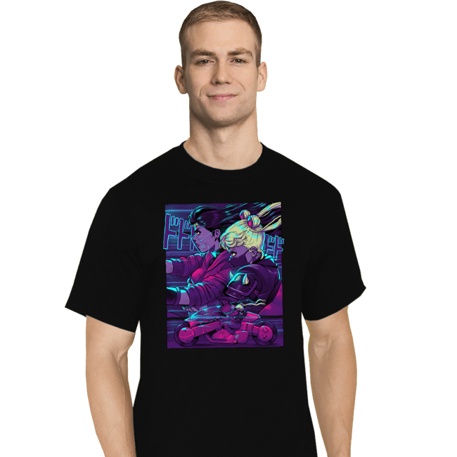 Daily_Deal_Shirts T-Shirts, Tall / Large / Black Neon Moon Eclipse On Mars