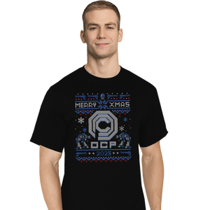 Daily_Deal_Shirts T-Shirts, Tall / Large / Black Happy Robo Xmas