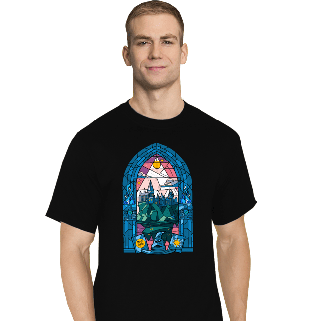 Daily_Deal_Shirts T-Shirts, Tall / Large / Black Stained Glass Castle