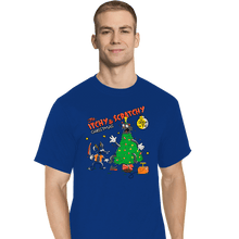 Load image into Gallery viewer, Daily_Deal_Shirts T-Shirts, Tall / Large / Royal Blue Itchy &amp; Scratchy Christmas
